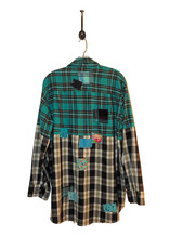 Sue Dreamer SD-137 Hand Sewn, Blk, Turq. Pld Long Flannel-L/XL