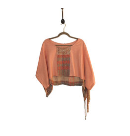 Dayna Fisk-Williams DFW 7, Handwoven, M, Top w/Fringe, soft pink & neutrals