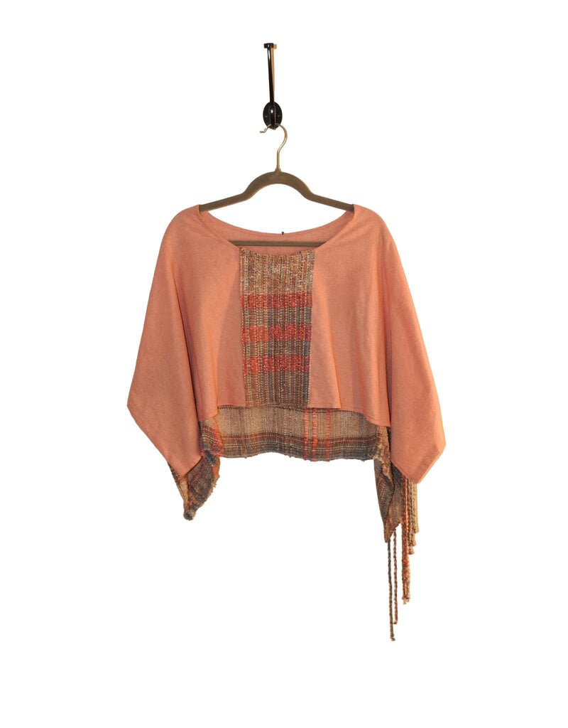 Dayna Fisk-Williams DFW 7, Handwoven, M, Top w/Fringe, soft pink & neutrals