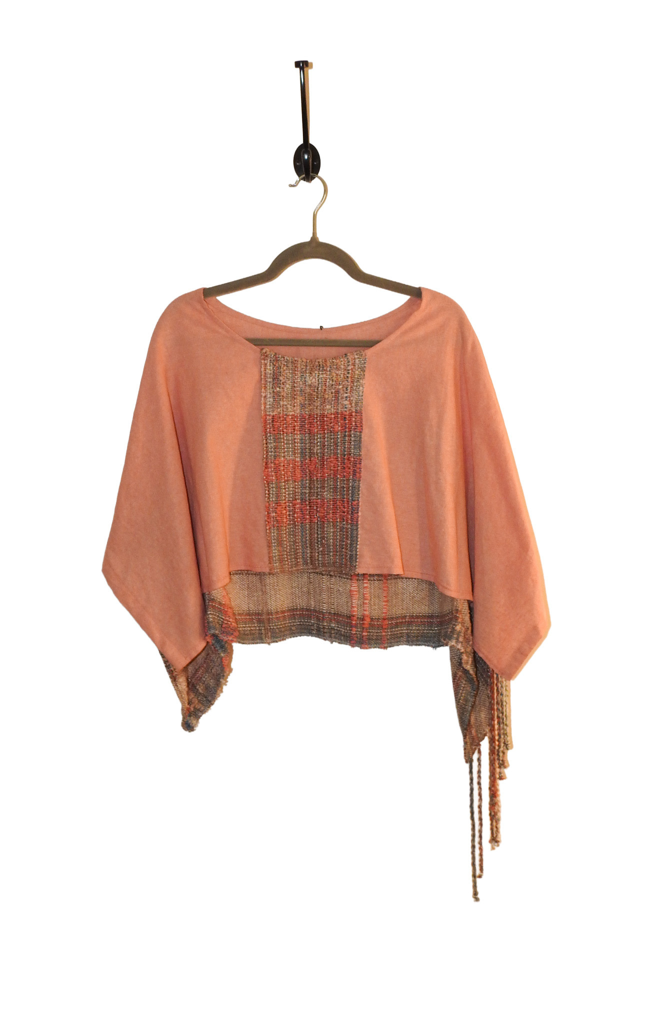 Dayna Fisk-Williams DFW 7, Handwoven, M, Top w/Fringe, soft pink & neutrals