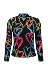 Wild Cosmos Ava Hearts Black Mix  LS top O/S