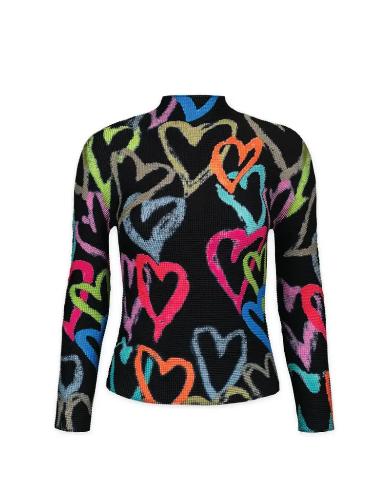 Wild Cosmos Ava Hearts Black Mix  LS top O/S