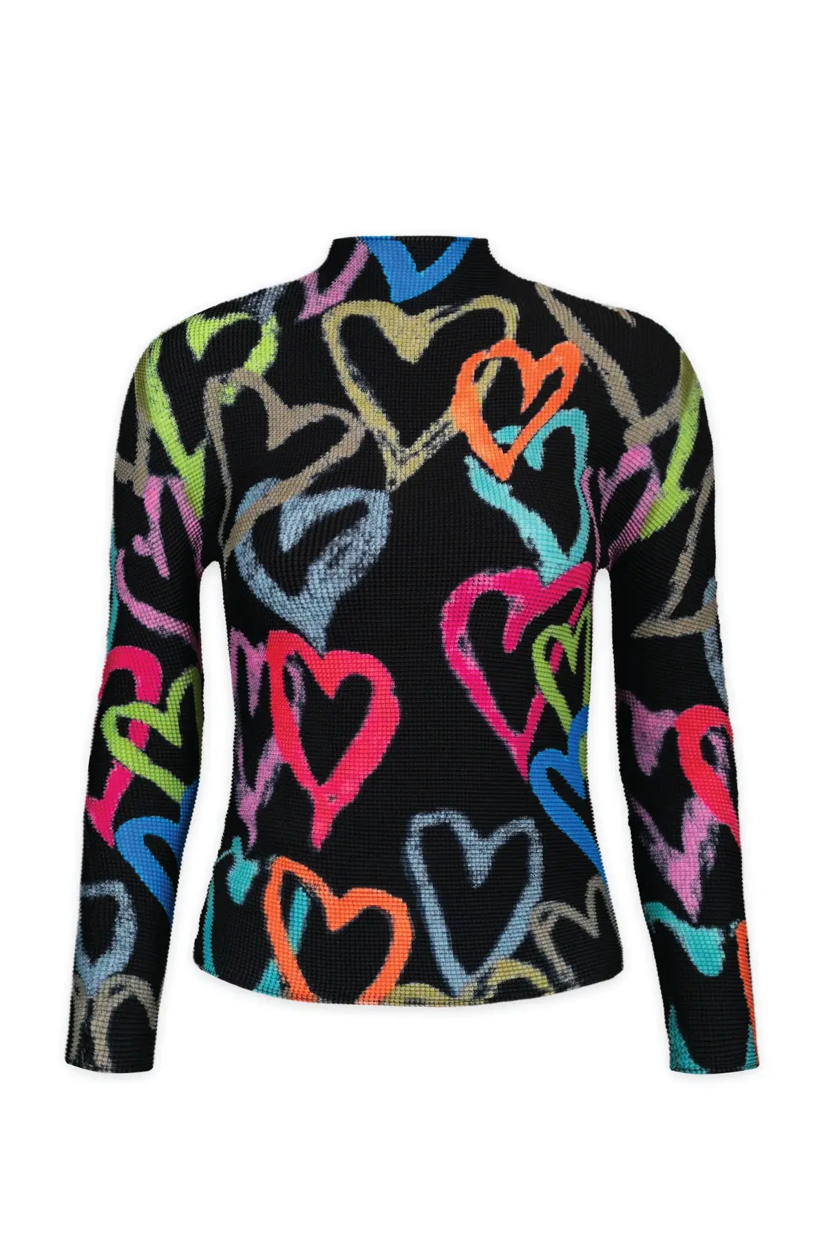Wild Cosmos Ava Hearts Black Mix  LS top O/S