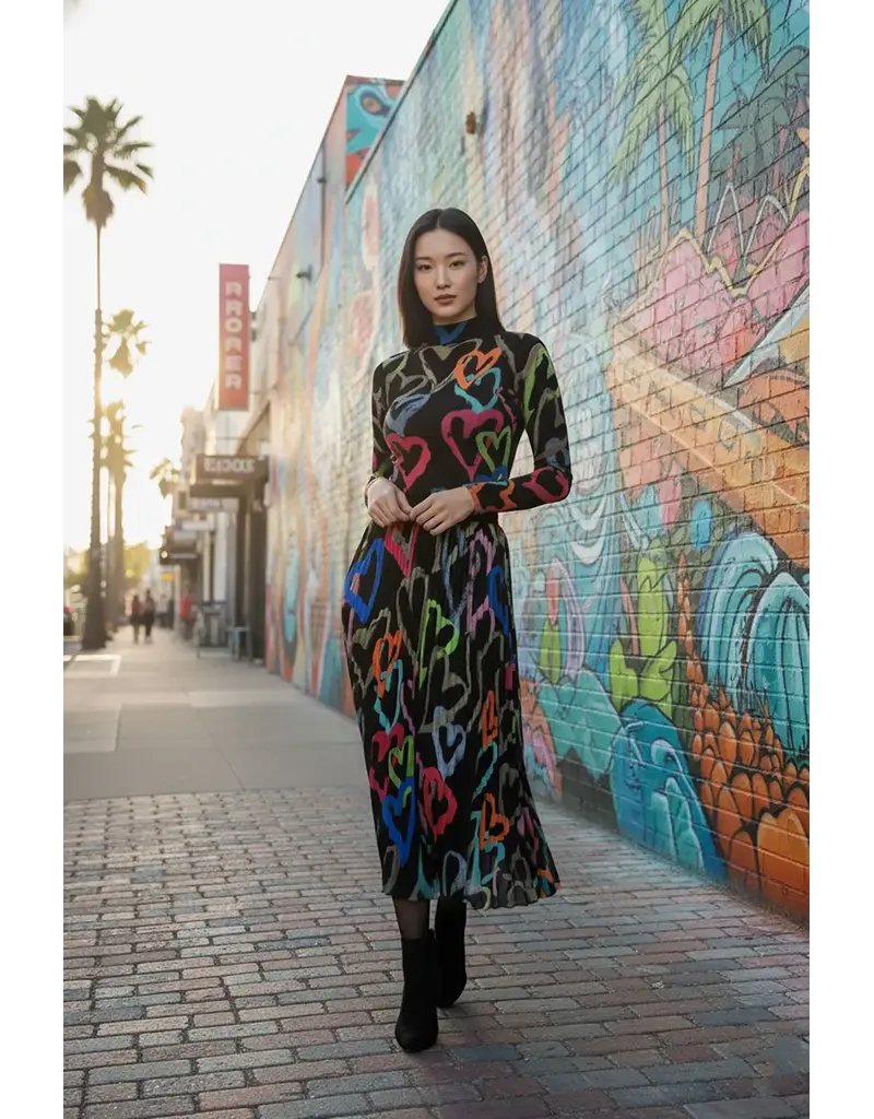 Wild Cosmos Ava Hearts Black Mix  LS top O/S