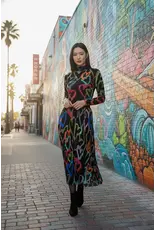 Wild Cosmos Ava Hearts Black  Mix Maxi Skirt O/S