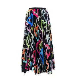 Wild Cosmos Ava Hearts Black  Mix Maxi Skirt O/S