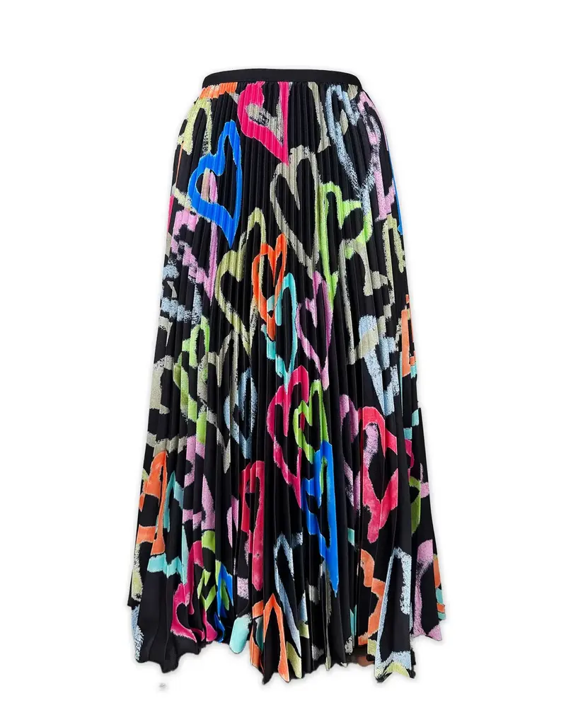 Wild Cosmos Ava Hearts Black  Mix Maxi Skirt O/S