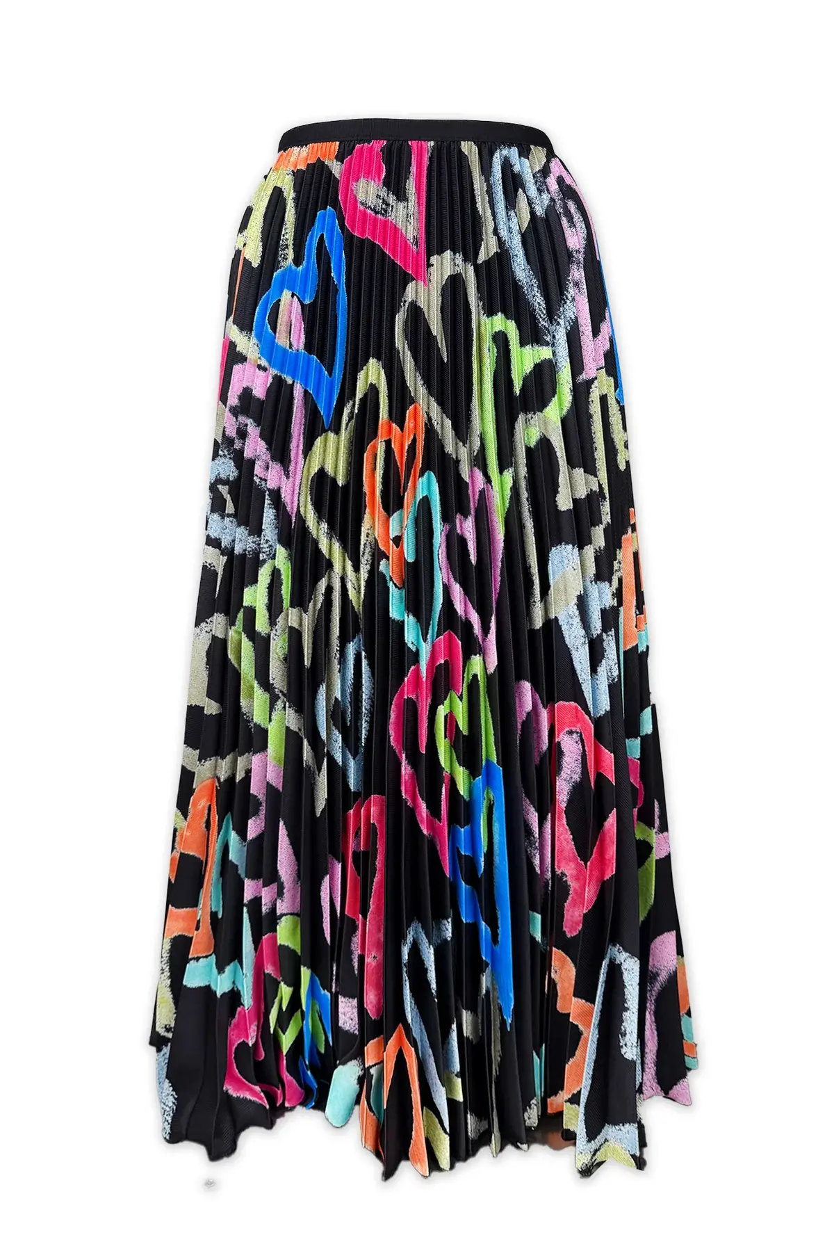 Wild Cosmos Ava Hearts Black  Mix Maxi Skirt O/S