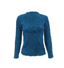 Wild Cosmos Lettuce Leaf Kylie Top Capri Blue O/S