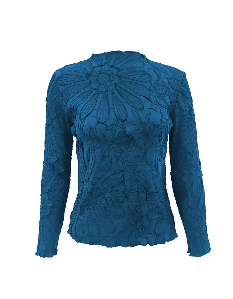 Wild Cosmos Lettuce Leaf Kylie Top Capri Blue O/S