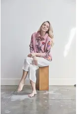 Wild Cosmos Elizabeth Rose Garden Crystal Pleats Shirt pink rose O/S