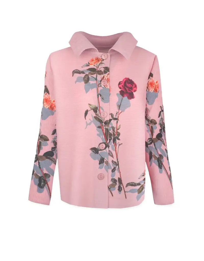 Wild Cosmos Elizabeth Rose Garden Crystal Pleats Shirt pink rose O/S