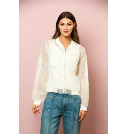 Jessie Liu Tulle Lace Combo Bombe jacket