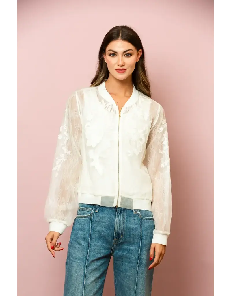 Jessie Liu Tulle Lace Combo Bombe jacket