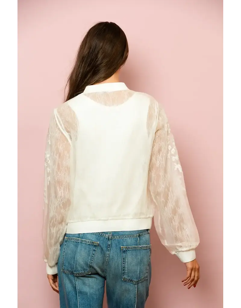 Jessie Liu Tulle Lace Combo Bombe jacket