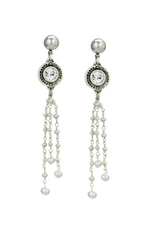French Kande Silver Ox Stud w/ Swarovski Crystal Annecy & micro Pearl tassel