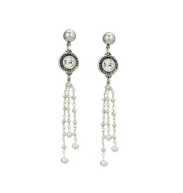 French Kande Silver Ox Stud w/ Swarovski Crystal Annecy & micro Pearl tassel