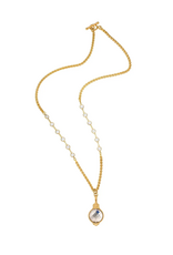French Kande Marielle 28" 24K Pltd. Petite Cheval Chain w/ Crystal Channel, Dunkerque Bezel & Honey Chessboard Crystal