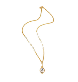 French Kande Marielle 28" 24K Pltd. Petite Cheval Chain w/ Crystal Channel, Dunkerque Bezel & Honey Chessboard Crystal