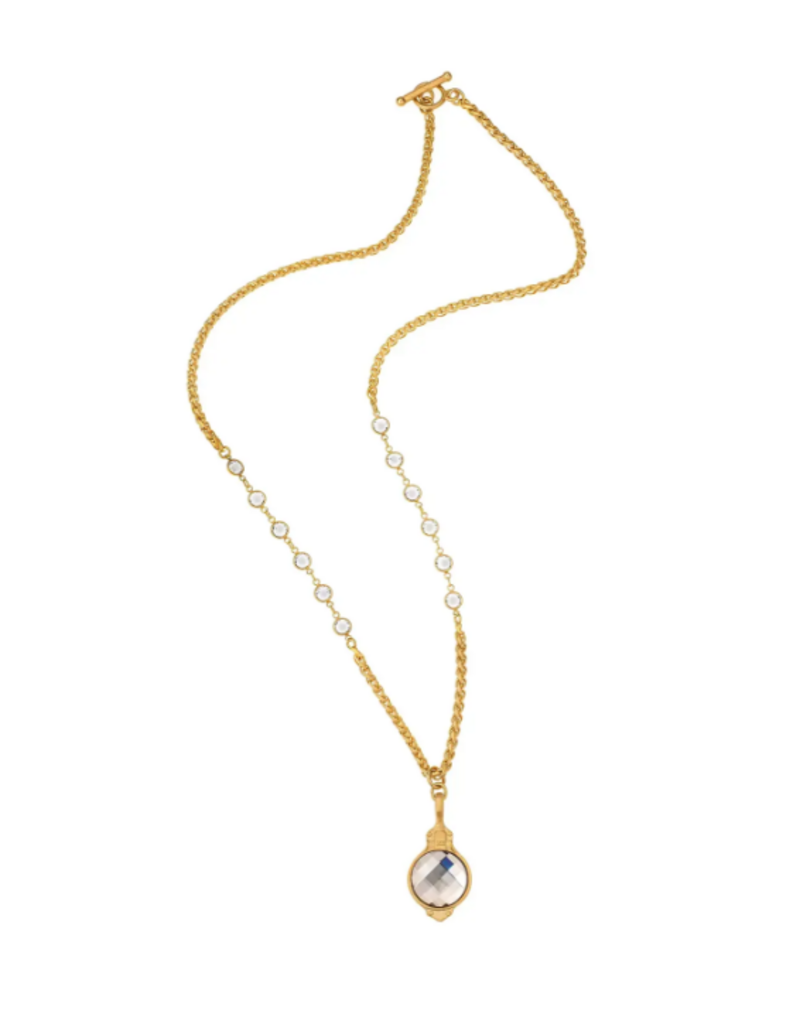 French Kande Marielle 28" 24K Pltd. Petite Cheval Chain w/ Crystal Channel, Dunkerque Bezel & Honey Chessboard Crystal