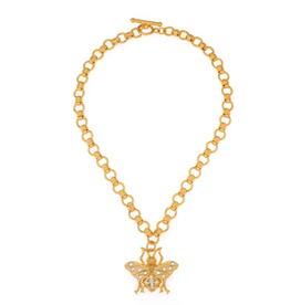 French Kande Monique 17" 24K Pltd. Brittany Chain w/FK Bee Pendant and Silver FDL