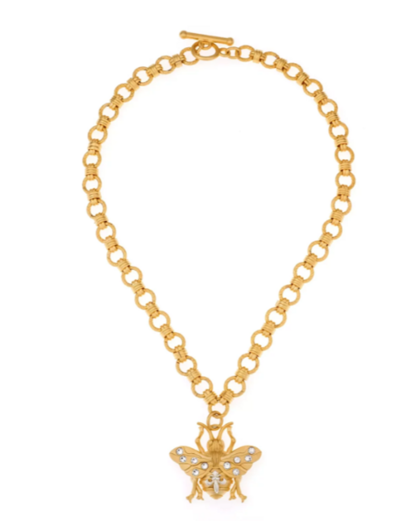 French Kande Monique 17" 24K Pltd. Brittany Chain w/FK Bee Pendant and Silver FDL