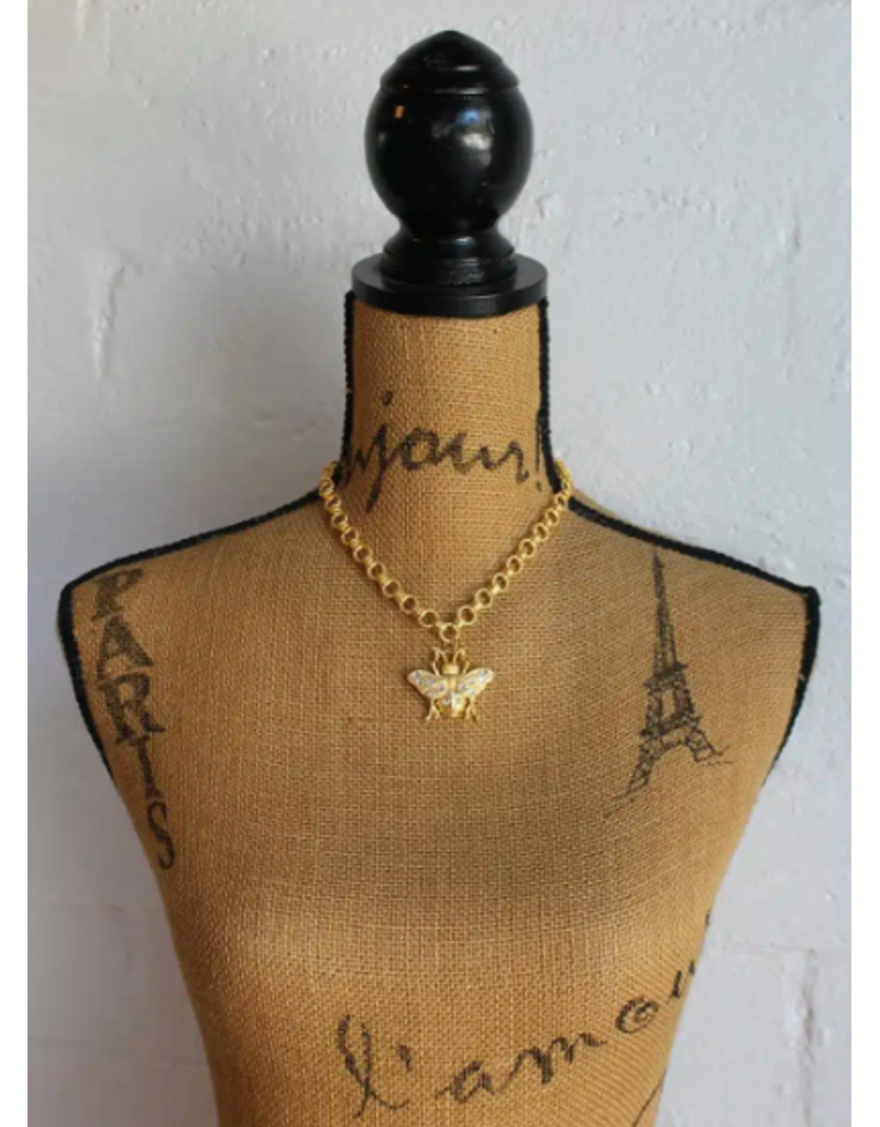 French Kande Monique 17" 24K Pltd. Brittany Chain w/FK Bee Pendant and Silver FDL