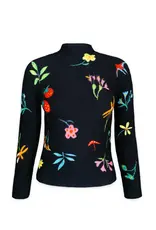 Wild Cosmos Daisy Floral 3D honeycomb Texture Top LS Floral top O/S