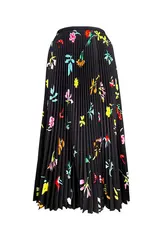 Wild Cosmos Daisy Floral PleatedSkirt black mix O/S