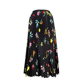 Wild Cosmos Daisy Floral PleatedSkirt black mix O/S