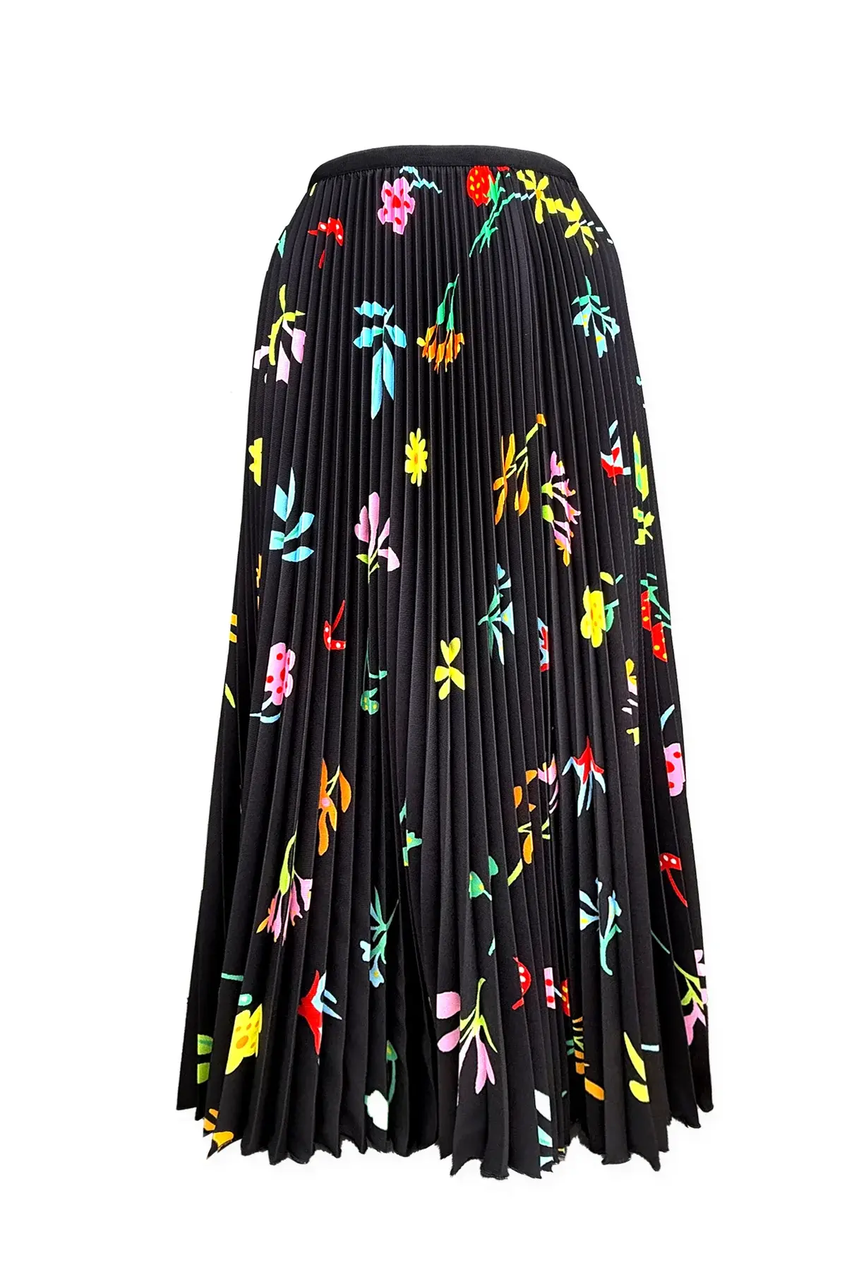 Wild Cosmos Daisy Floral PleatedSkirt black mix O/S