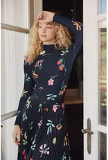 Wild Cosmos Daisy Floral PleatedSkirt black mix O/S