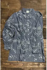 Jaded Gypsy Blue Garden Embroidered top