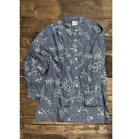 Jaded Gypsy Blue Garden Embroidered top