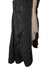 Sarah Majors Art SM Black Silk Skirt w/Peplum, hand felted habutai silk