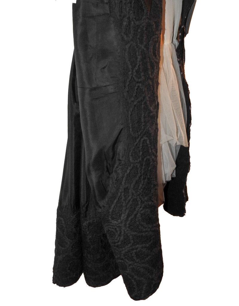 Sarah Majors Art SM Black Silk Skirt w/Peplum, hand felted habutai silk