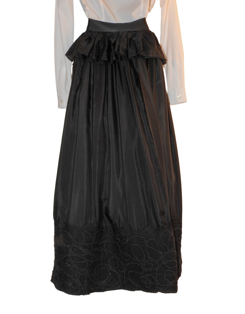 Sarah Majors Art SM Black Silk Skirt w/Peplum, hand felted habutai silk