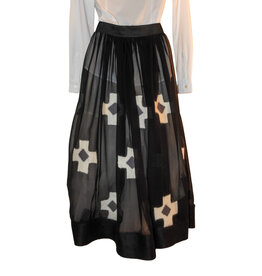 Sarah Majors Art SM Black Silk Organza Skirt w/hand felted /rolled inwood crosses