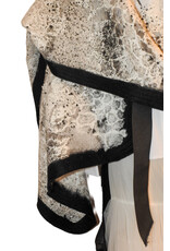Sarah Majors Art Blk Silk w/ Wht Handmade Paper & Blk Ink Shawl