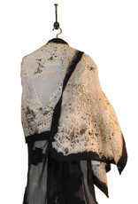Sarah Majors Art Blk Silk w/ Wht Handmade Paper & Blk Ink Shawl