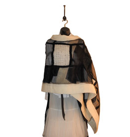Sarah Majors Art Handmande Blk Silk, Wht Merino Ribbon w/ Pockets