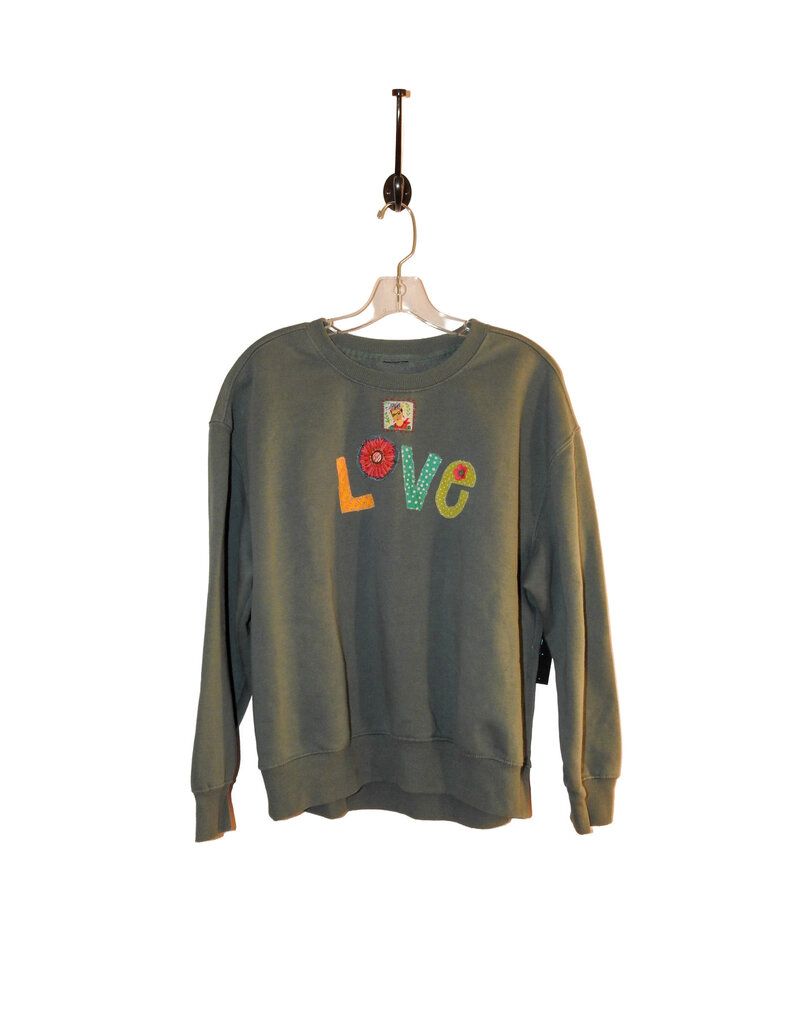 Sue Dreamer SD-181 Handsewn Grn/Blue LOVE Sweatshirt-L