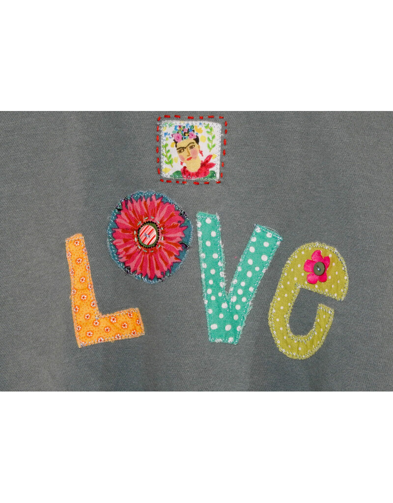 Sue Dreamer SD-181 Handsewn Grn/Blue LOVE Sweatshirt-L