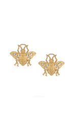 French Kande Micro FK Bee Swarovski Bee Stud-GOLD Earrings