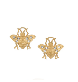 French Kande Micro Swarovski Bee Stud-GOLD Earrings