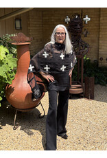 Sarah Majors Art SM Tuxedo Shawl - Wht Crosses on Black-Silk & Felted Merino