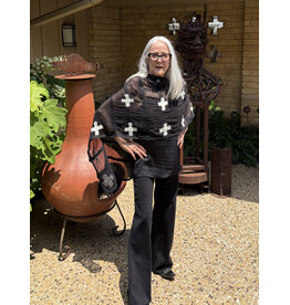 Sarah Majors Art SM Tuxedo Shawl - Wht Crosses on Black-Silk & Felted Merino