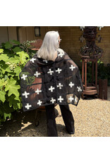 Sarah Majors Art SM Tuxedo Shawl - Wht Crosses on Black-Silk & Felted Merino