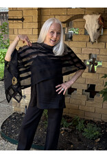 Sarah Majors Art SM Tuxedo Shawl - Black Strips on Blk-Silk & Felted Merino