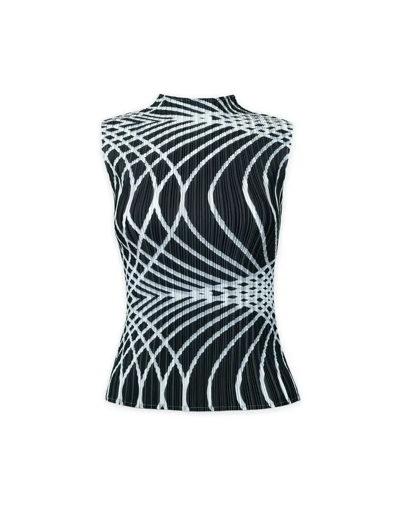 Wild Cosmos Beth infinity line plisse tank blk/wht O/S